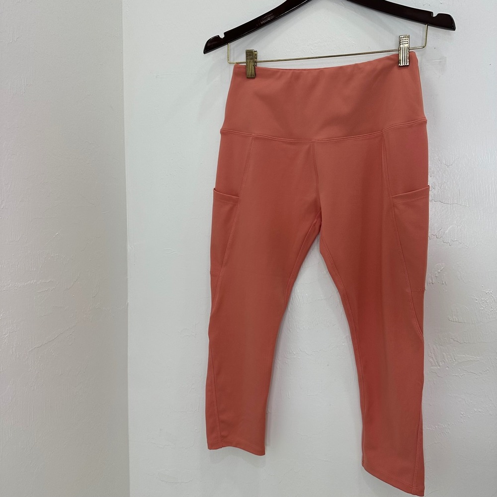 NYL Leggings Women Medium Coral Good High Waisted Side Pockets CL2962MR
